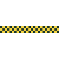 a yellow and green checkered stripe on a black background